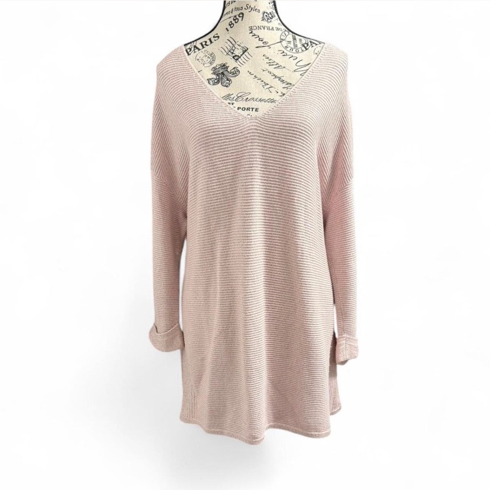Pink V-Neck Knit Sweater